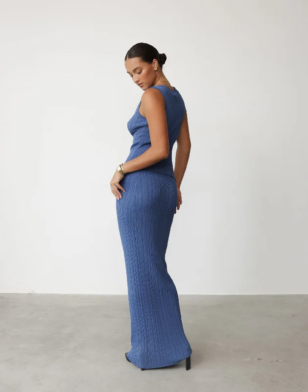 Kienna Maxi Skirt (Sapphire) wool skirt warm