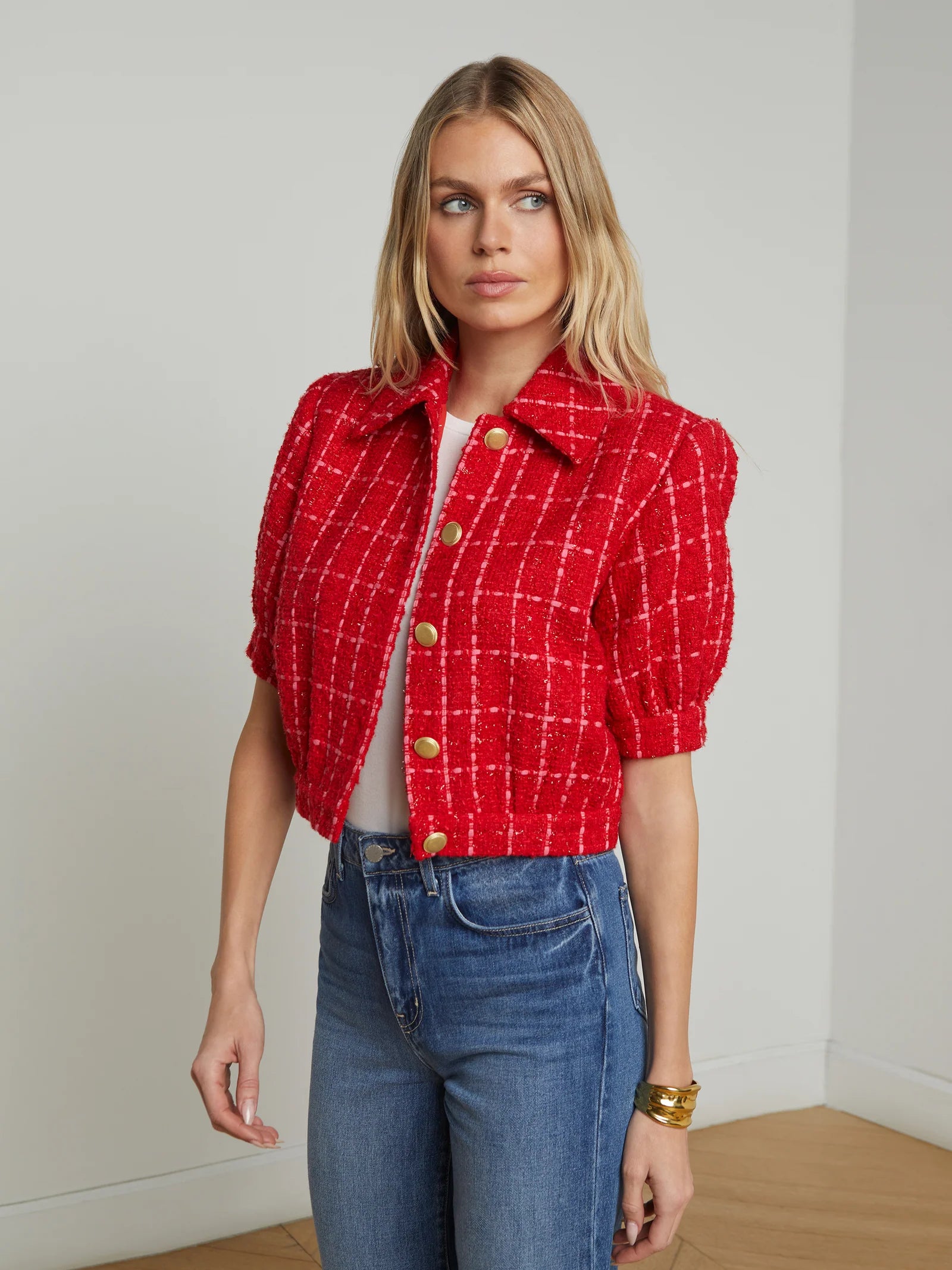 Cove Crop Short Sleeve Jacket Faux Fur Fabric Real Fur Fabric Shearling Fabric