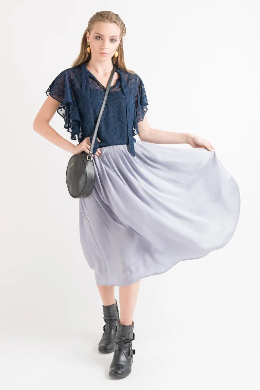 Drape Skirt - Blue velvet skirt glossy