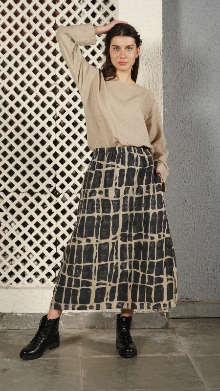 Winston Linen Blend Skirt in Onyx cashmere skirt fine