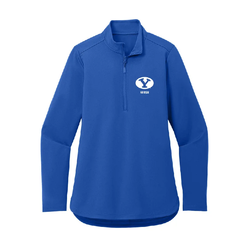 BYU - NCAA Women's Gymnastics : Jadyn Harsh - Women's Premium Quarter Zip Jacket Denim Jacket Leather Jacket Suede Jacket BYU - NCAA Women's Gymnastics : Jadyn Harsh - Women's Premium Quarter Zip Jacket Denim Jacket Leather Jacket Suede Jacket