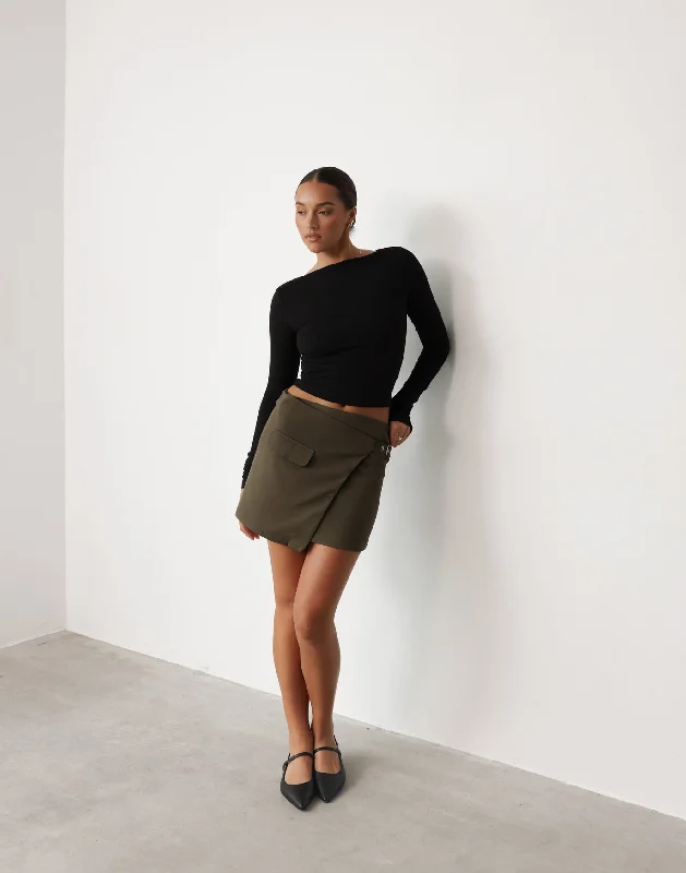 Kamala Mini Skirt (Moss) vintage skirt charm