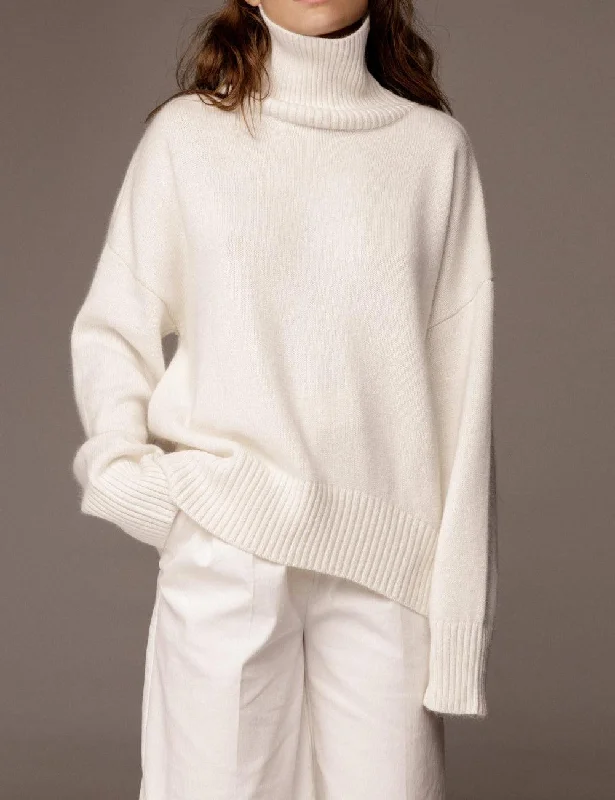 Ladies Solid Color Turtleneck Knit Sweater W003 Elegant Classic Vintage