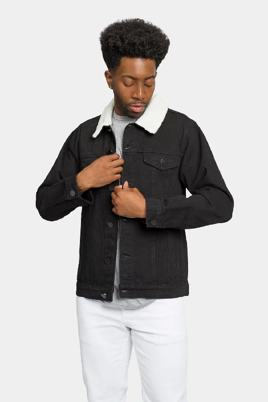Distressed Sherpa Denim Jacket Print Jacket Jacquard Jacket Patchwork Jacket