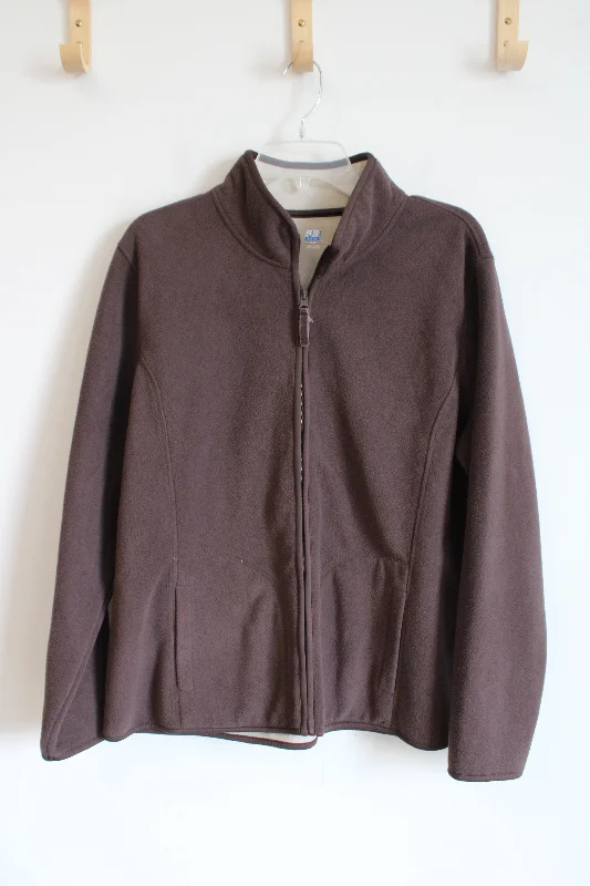 SJB Active Brown Fleece Zip-Up Jacket | XL Zippered Jacket Buttoned Jacket Snapped Jacket