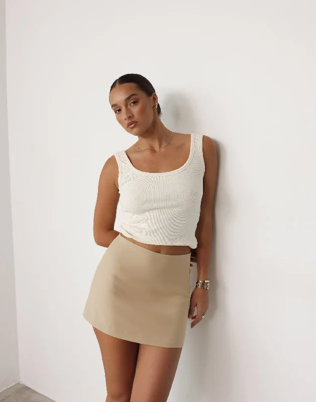 Valeria Mini Skirt (Camel) silk skirt smooth