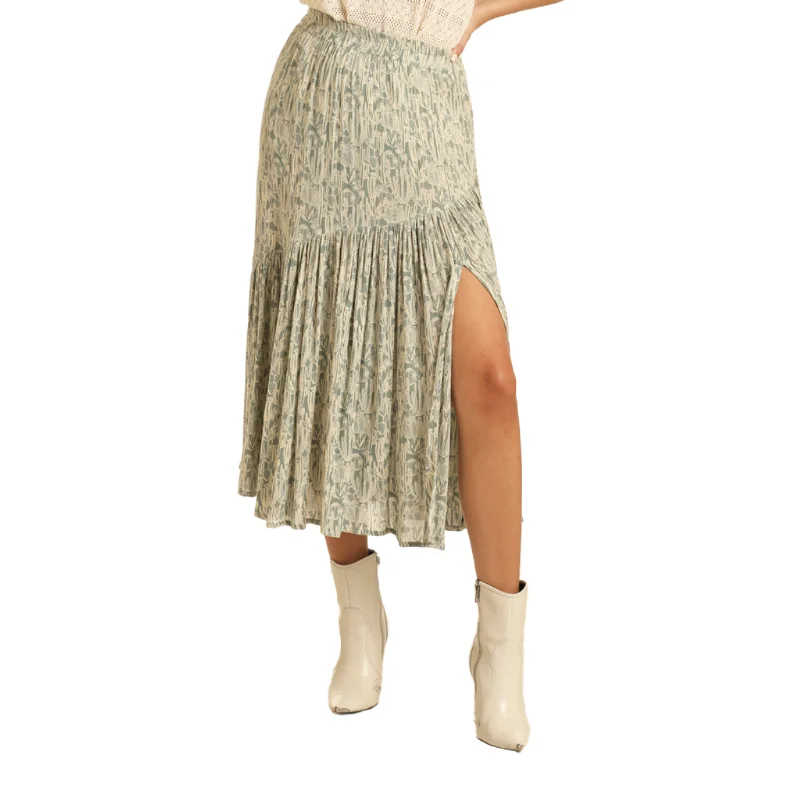Rock & Roll Denim Ladies Cactus Print Jade Midi Skirt BW69B03896 cashmere skirt rich