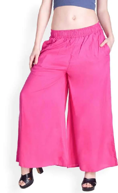 Lyra Pink Rayon Palazzo Pants for Woman Relaxed Fit Trousers