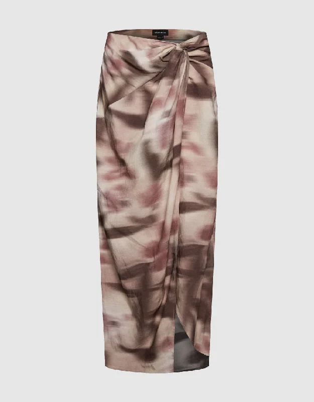 Printed Wrapped Straight Skirt denim skirt fashionable