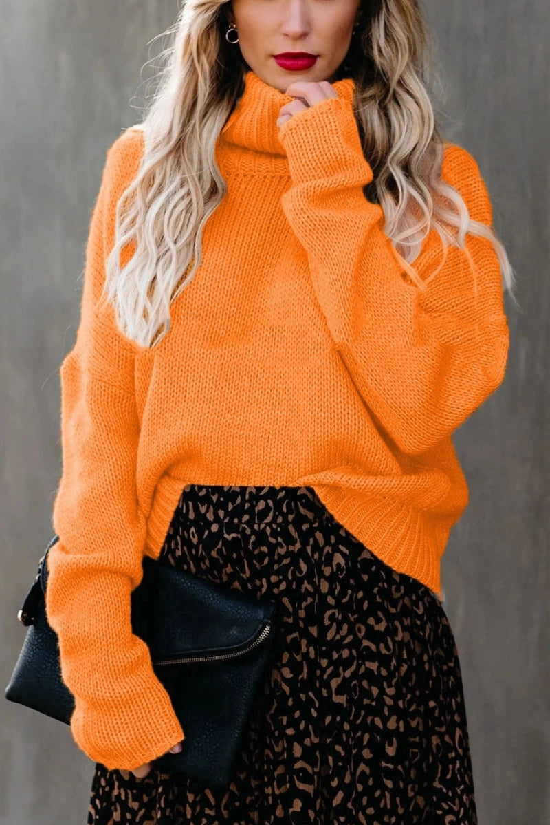 2 Colors - Open Back Turtleneck Sweaters Oversized Loose Flowy
