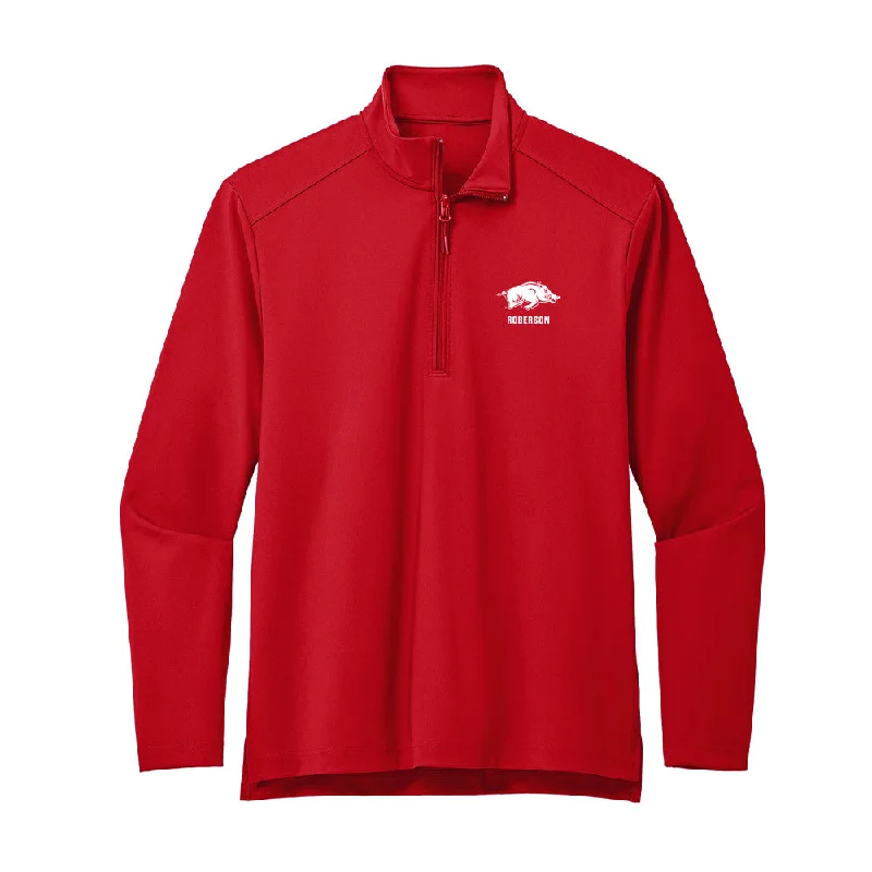 Arkansas - NCAA Women's Gymnastics : Joscelyn Roberson - Premium Quarter Zip Jacket Front Pockets Side Pockets Patch Pockets Arkansas - NCAA Women's Gymnastics : Joscelyn Roberson - Premium Quarter Zip Jacket Front Pockets Side Pockets Patch Pockets