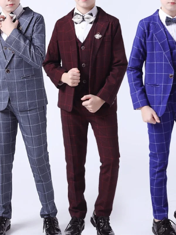 Boys Blazer Vest Pants Party Set Formal Long Sleeves 3-13 Years 3 Pieces Boy's Wedding Suit Sets Fashionable Button-Up Pants