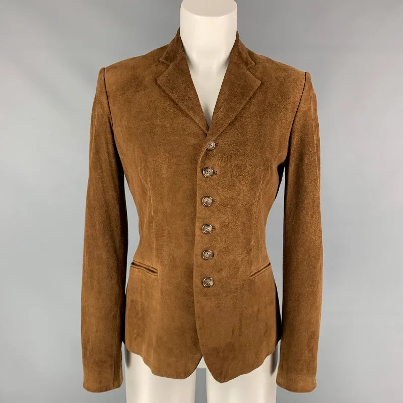 RALPH LAUREN Black Label Size 6 Brown Suede Jacket Fleece Jacket Down Jacket Feather Jacket RALPH LAUREN Black Label Size 6 Brown Suede Jacket Fleece Jacket Down Jacket Feather Jacket