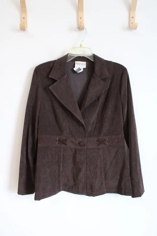 Fashion Bug Stretch Brown Jacket | M Knit Jacket Woven Jacket Fleece Jacket