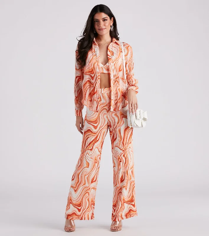 Spring Break Vibes Wide-Leg Pants Casual Drawstring Pants