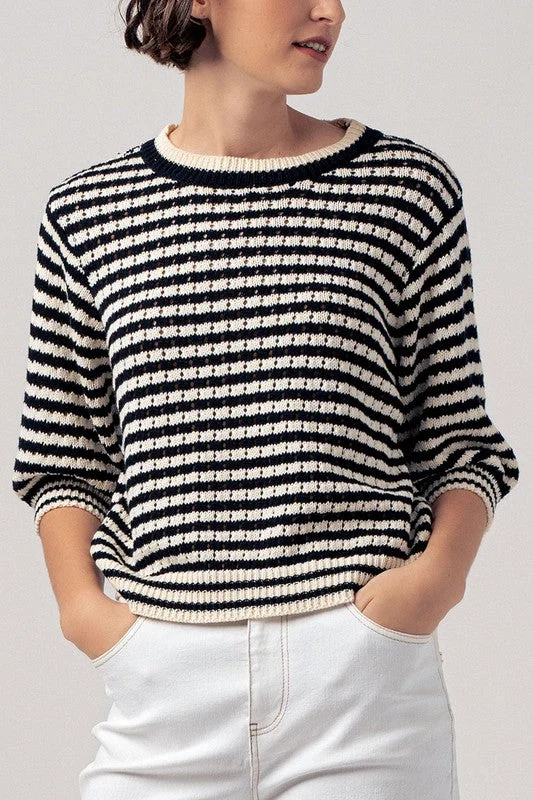 Coastal Stripe Knit Sweater Velvet Chenille Corduroy