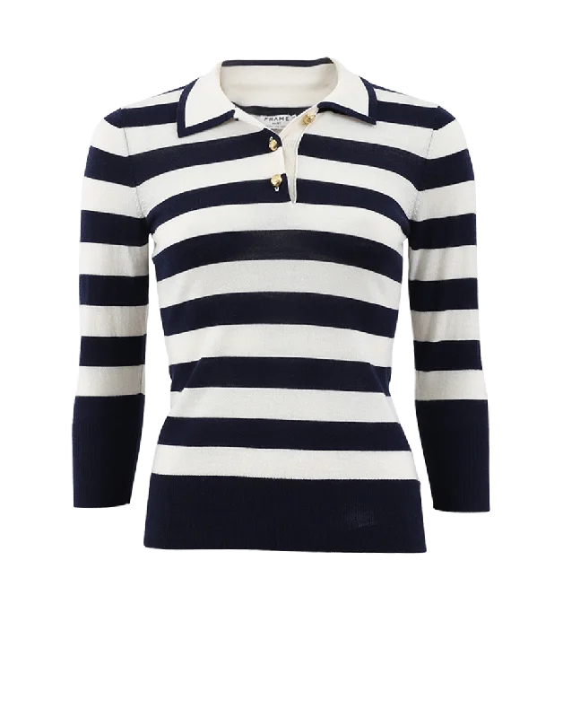 Rugby Stripe Sweater Glossy Satin Silk