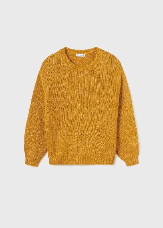 Sequined Knit Sweater | Mustard Hooded Caped Shawl Collar