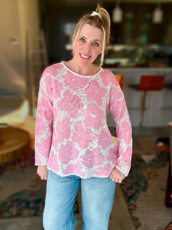 2 Colors - Lightweight Spring Flower Sweaters Houndstooth Herringbone Solid
