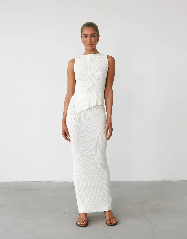 Kienna Maxi Skirt (White) silk skirt elegant