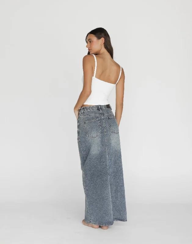 Tyler Denim Maxi Skirt (Faded) corduroy skirt cozy