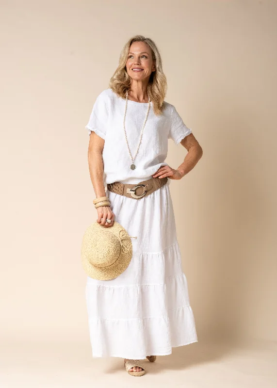 Lora Linen Skirt in White athletic skirt fit