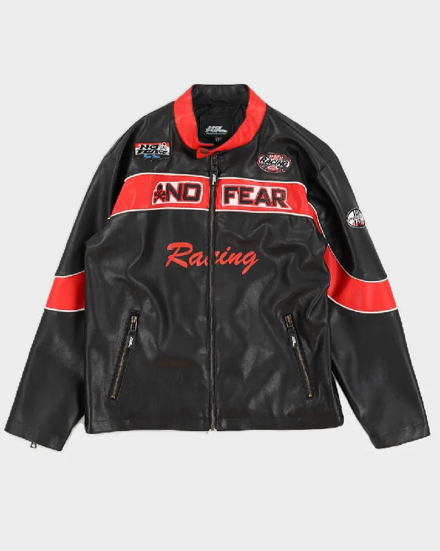 Y2K 00s No Fear Pleather Jacket - S Striped Jacket Polka Dot Jacket Floral Jacket