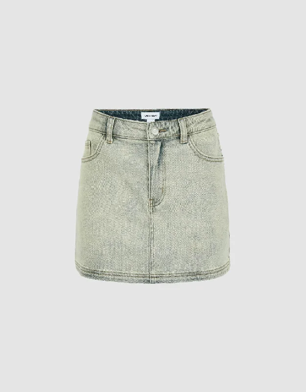 Mini Straight Denim Skirt cotton skirt soft
