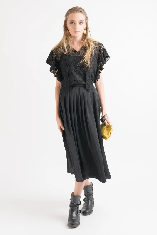 Drape Skirt - Black linen skirt natural