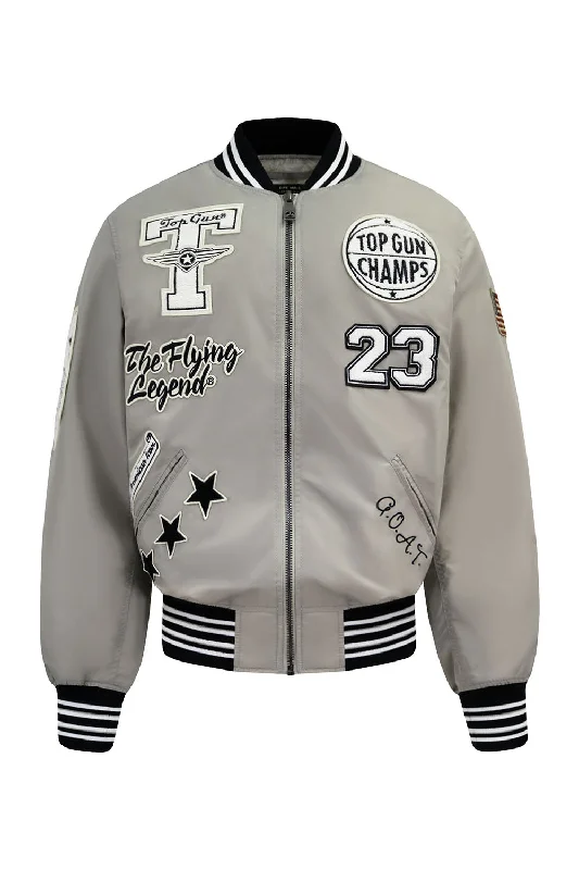 Top Gun "Flying Legend" Nylon Embroidery Patched Varsity Jacket Nylon Jacket Polyester Jacket Spandex Jacket