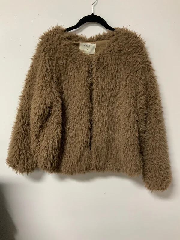 Ashley (XL) brown fur jacket Welt Pockets Slit Pockets Flap Pockets