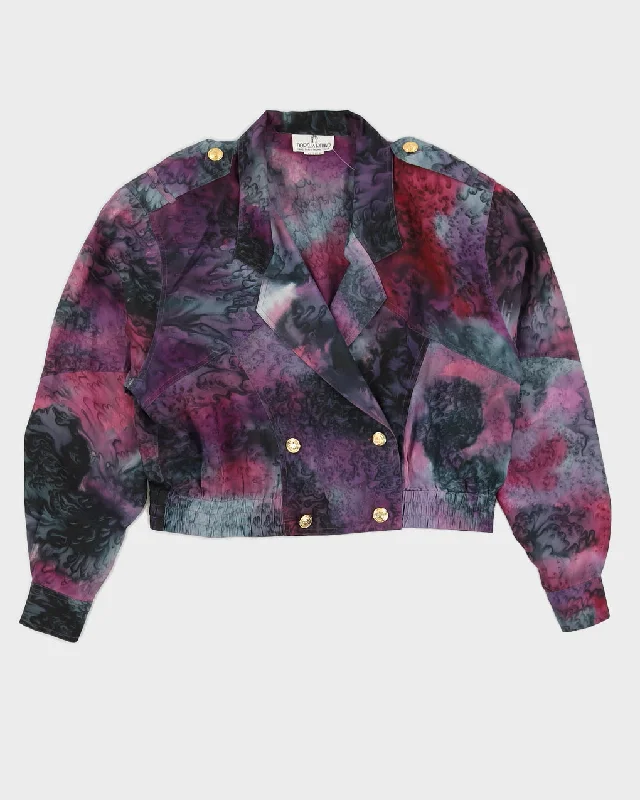 Purple And Grey Tie Dye Silk Jacket - L Cotton Jacket Linen Jacket Terry Jacket