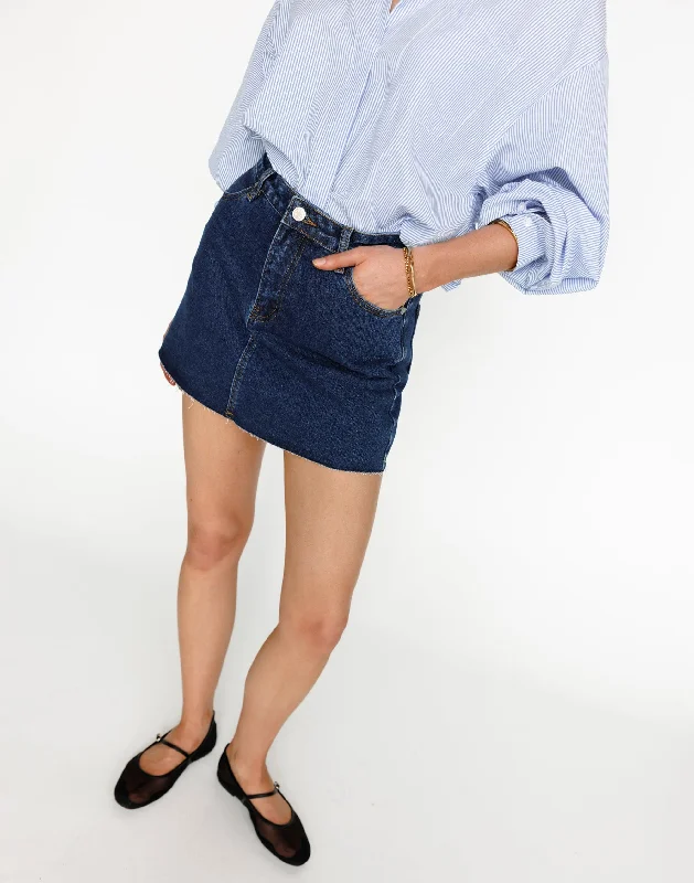 Rowan Denim Mini Skirt (Dark Denim) denim skirt stylish