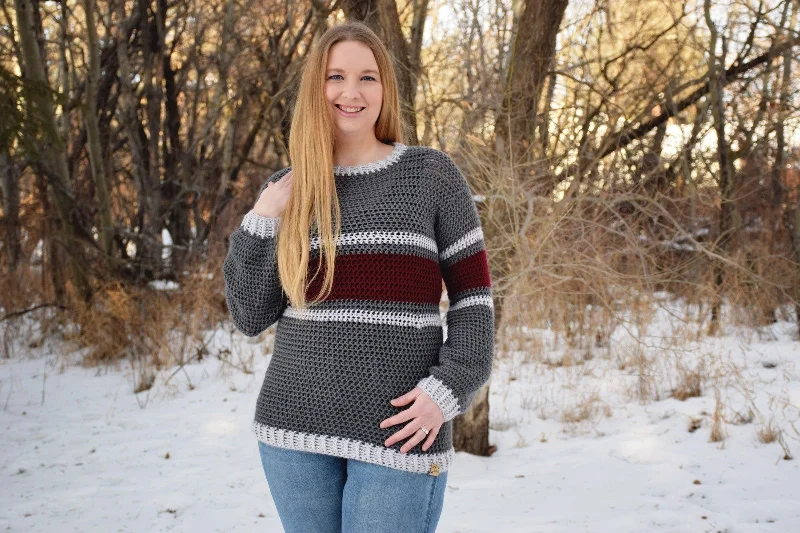 Striped Belle Sweater (Crochet) Terry Blend Velvet Blend Canvas Blend