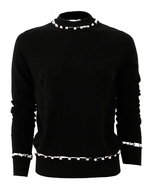 Pearl Trim Sweater Boxy Sweater Fitted Sweater A-Line