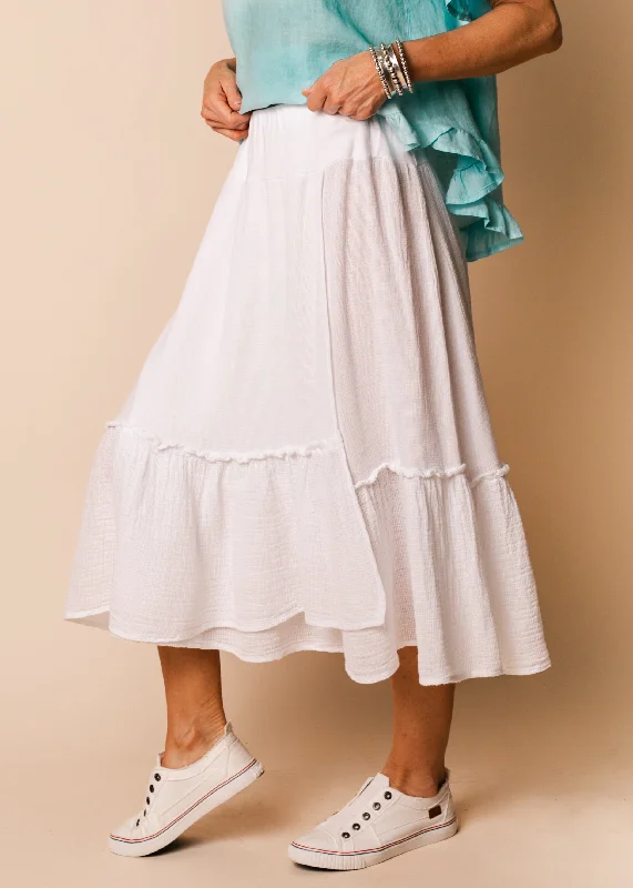 Elva Linen Skirt in White wool skirt sturdy