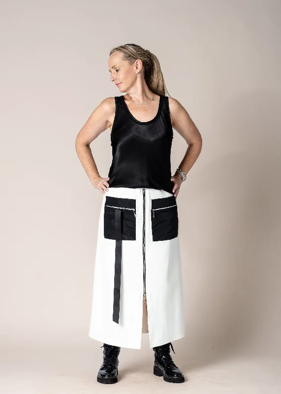 Tinae Skirt in Cream elastic waist skirt