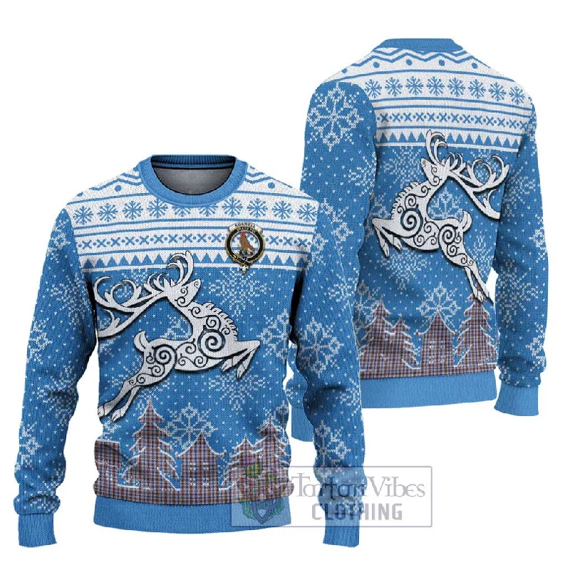 Boswell Clan Christmas Ugly Sweater Celtic Reindeer Style Chenille Fabric Brocade Fabric Lace Fabric