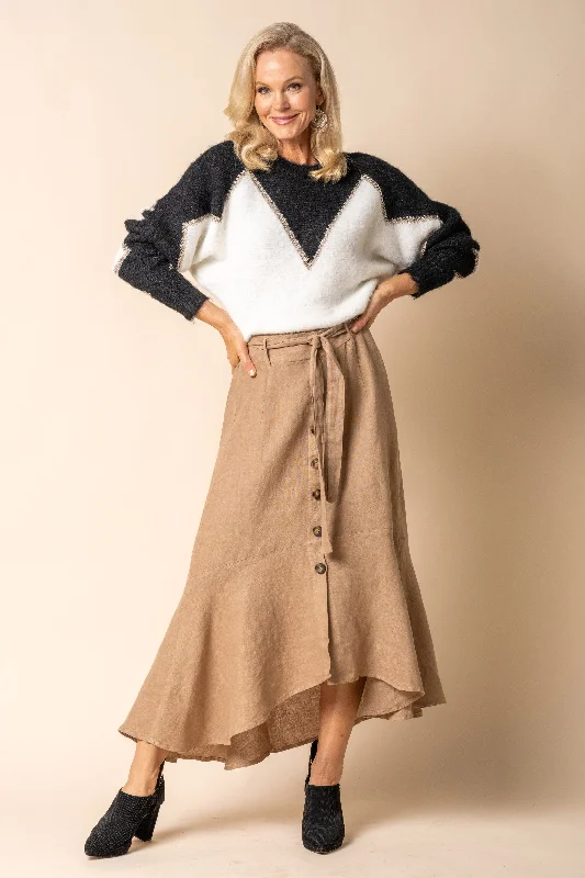 Jayne Linen Skirt in Desert silk skirt luxurious