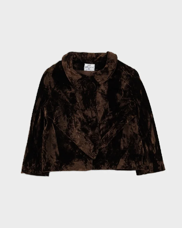 Vintage 1960s Brown Velvet Jacket - S One-Shoulder Jacket Off-the-Shoulder Jacket Asymmetrical Jacket Vintage 1960s Brown Velvet Jacket - S One-Shoulder Jacket Off-the-Shoulder Jacket Asymmetrical Jacket