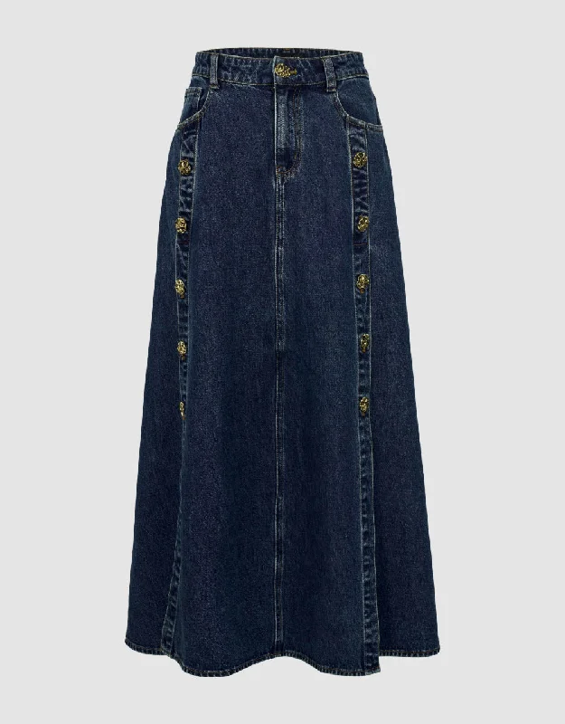 Maxi A-Line Denim Skirt athletic skirt fit