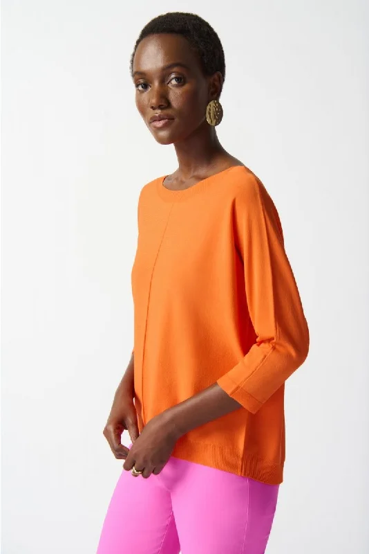 Joseph Ribkoff Boat Neck 3/4 Sleeve Knit Sweater Top 242905 Rayon Fabric Velvet Fabric Corduroy Fabric