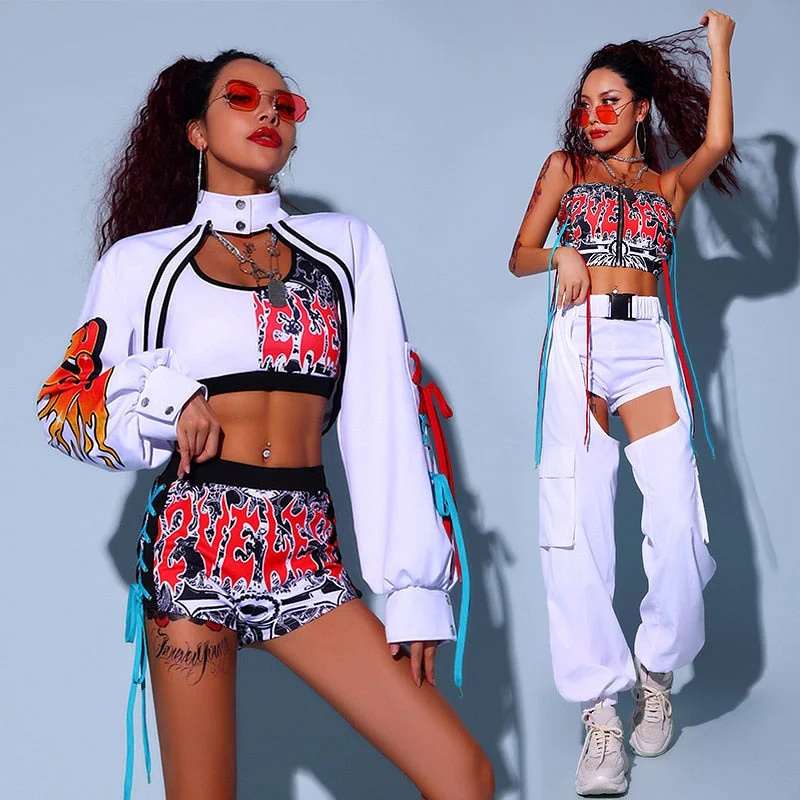 Hip Hop Style Rave Top + Pants Sets (Two Variants) Casual Track Pants