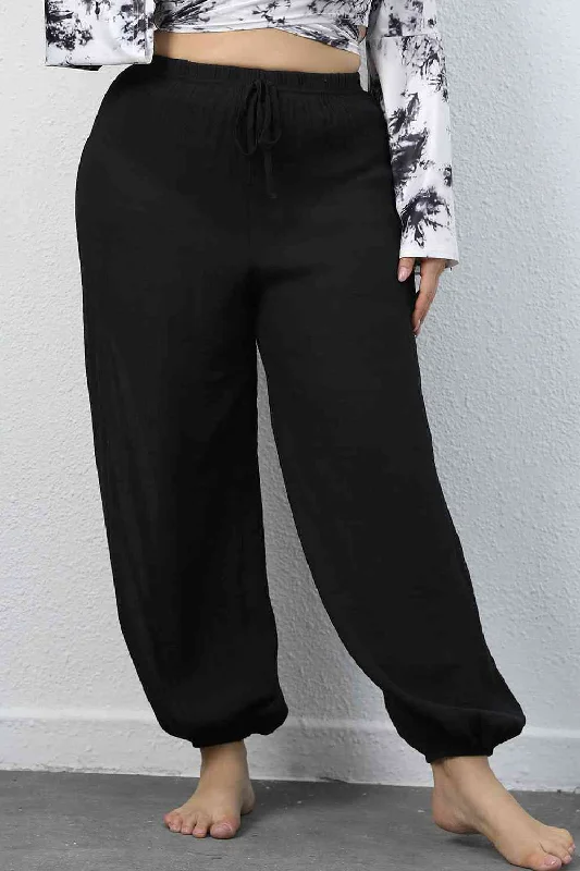Plus Size Drawstring Jogger Pants Slim-Fit Leggings