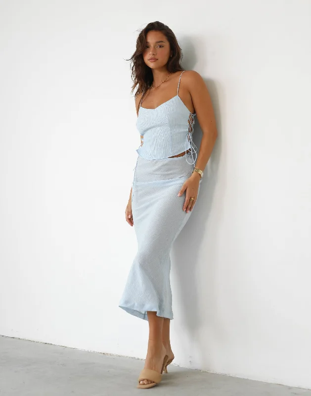 Endless Maxi Skirt (Pale Blue) - By Lioness wool skirt warm
