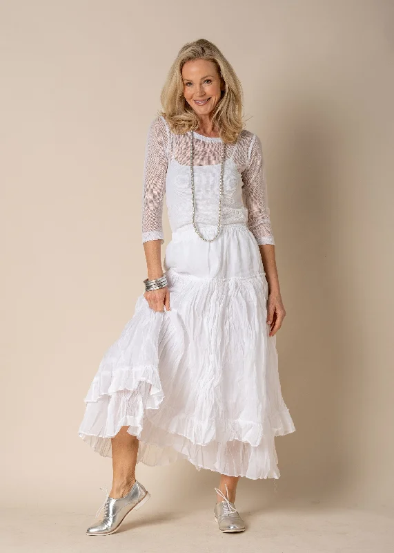 Aurelia Organza Skirt in White casual skirt length