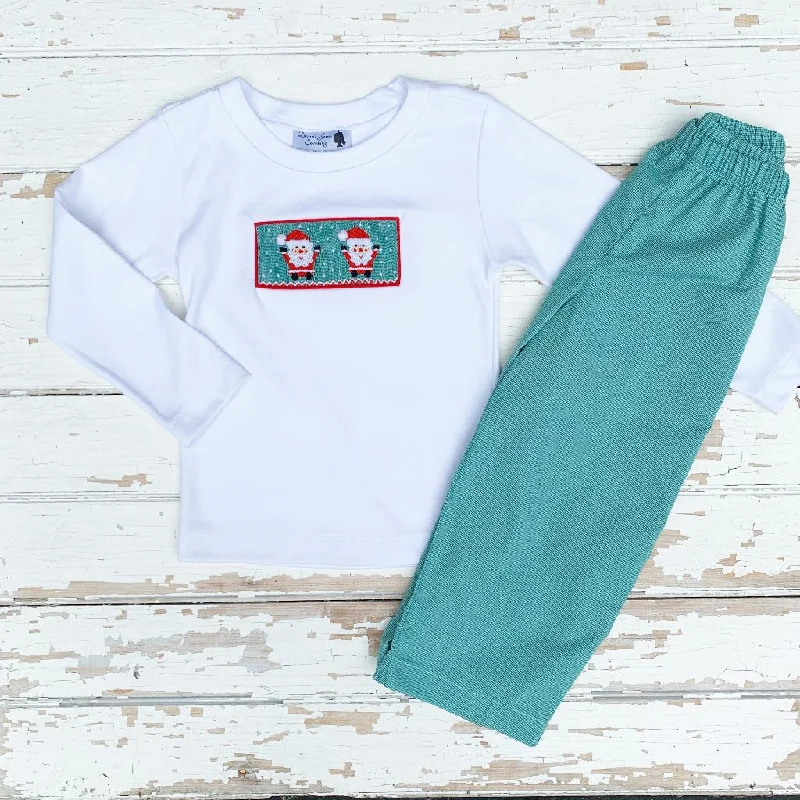 Smocked Snowy Santa Pant Set Fashionable Track Pants
