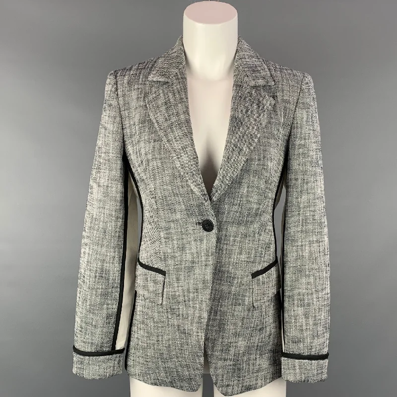 STRENESSE Size 4 Black & White Cotton Blend Jacket Blazer Belted Jacket Elasticated Jacket Padded Jacket STRENESSE Size 4 Black & White Cotton Blend Jacket Blazer Belted Jacket Elasticated Jacket Padded Jacket