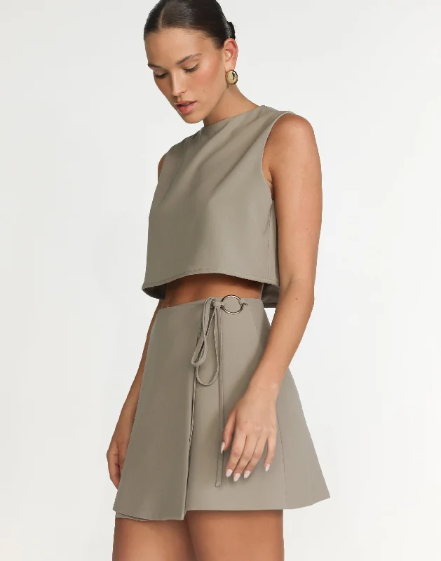 Alayna Mini Skirt (Dusty Sage) seamless skirt comfort
