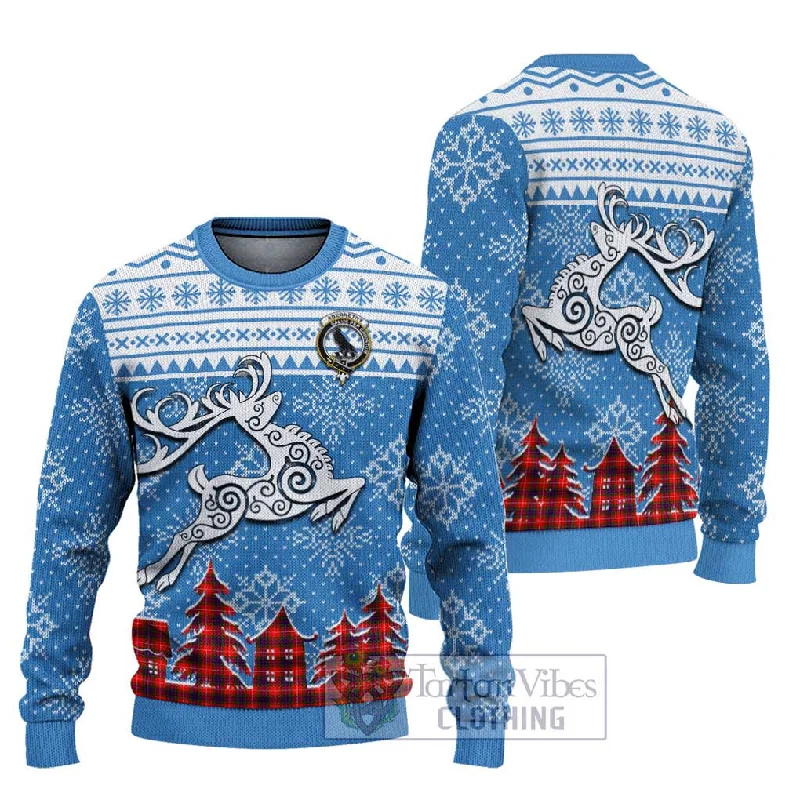 Abernethy Clan Christmas Ugly Sweater Celtic Reindeer Style Herringbone Houndstooth Plaid